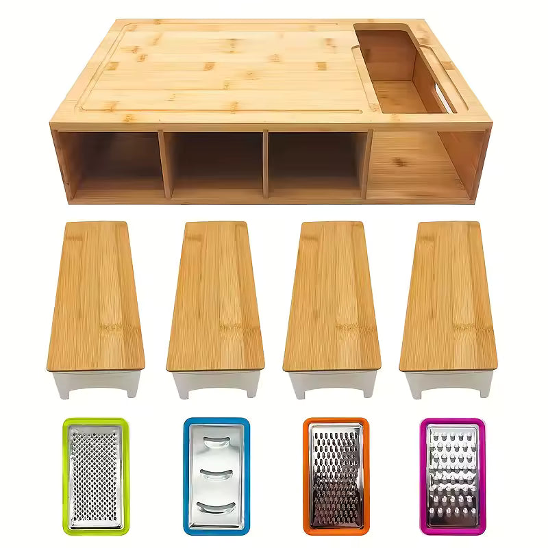Bamboo Cutting Board Set with Compartments