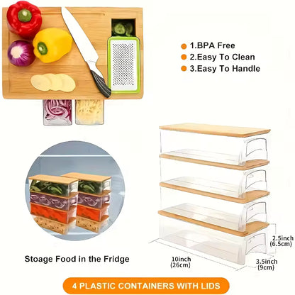 Bamboo Cutting Board Set with Compartments