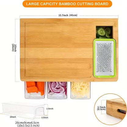 Bamboo Cutting Board Set with Compartments