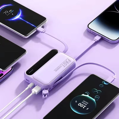 Slim Portable Power Bank (Built-In Cables)