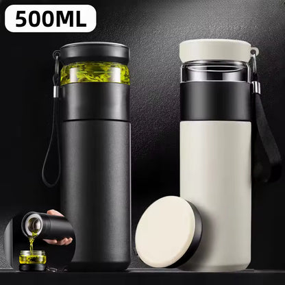 500ml Tea Infuser Vacuum Flask Stainless Steel Insulated Cup with Independent Tea Storage