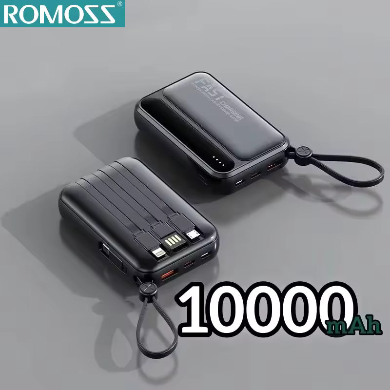 Slim Portable Power Bank (Built-In Cables)