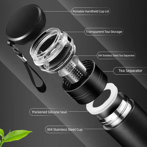 500ml Tea Infuser Vacuum Flask Stainless Steel Insulated Cup with Independent Tea Storage