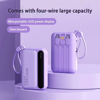 Slim Portable Power Bank (Built-In Cables)